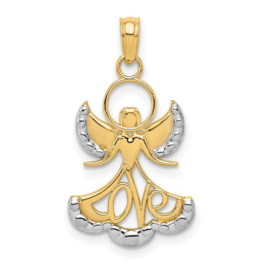 Image of 14K Yellow Gold and Rhodium Love Angel Pendant