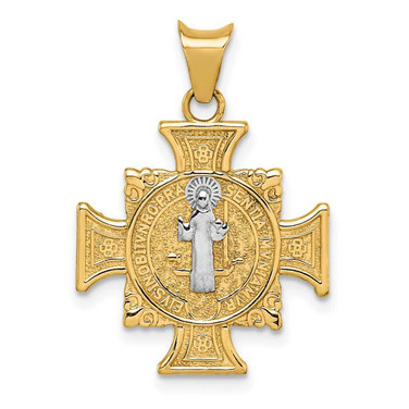 Image of 14K Yellow Gold and Rhodium St. Benedict Pendant Image of 14K Yellow Gold and Rhodium St. Benedict Pendant