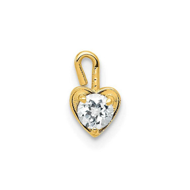 Image of 14K Yellow Gold April Simulated Birthstone Heart Charm