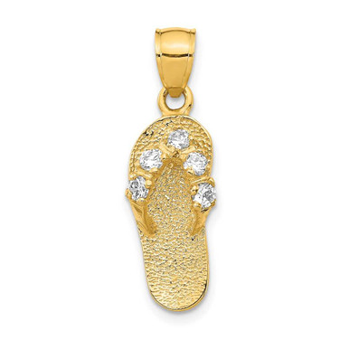 Image of 14K Yellow Gold April/CZ Simulated Birthstone Flip Flop Pendant
