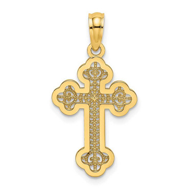 Image of 14K Yellow Gold Arrow Tip Lace Center Cross Pendant