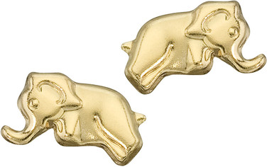 14K Yellow Gold Baby Elephant Screwback Stud Earrings