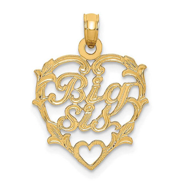 Image of 14K Yellow Gold Big Sis In Heart Pendant