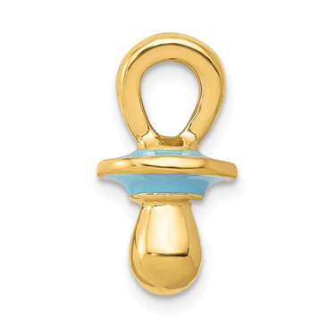 Image of 14K Yellow Gold Blue Enameled Pacifier Pendant