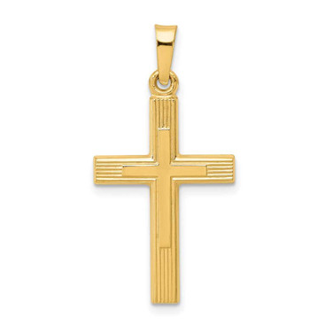 Image of 14K Yellow Gold Brushed & Polished Latin Cross Pendant XR1412