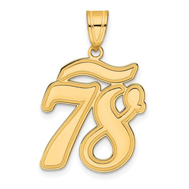 Image of 14K Yellow Gold Brushed Border Script Number 78 Pendant