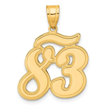 Image of 14K Yellow Gold Brushed Border Script Number 83 Pendant