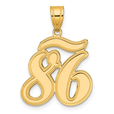 Image of 14K Yellow Gold Brushed Border Script Number 86 Pendant