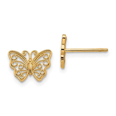 Image of 7mm 14K Yellow Gold Butterfly Post Earrings