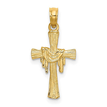 Image of 14K Yellow Gold Cross w/ Drape Pendant