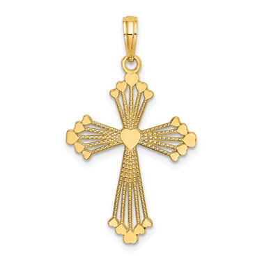 Image of 14K Yellow Gold Cross w/ Heart Center Pendant