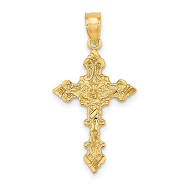 Image of 14K Yellow Gold Crucifix w/ Fancy Edges Pendant