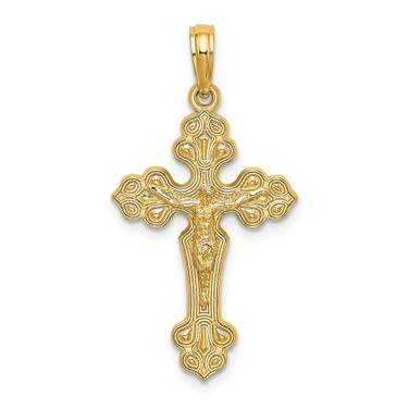 Image of 14K Yellow Gold Crucifix w/ Fancy Tips Pendant K8577