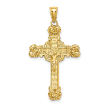 Image of 14K Yellow Gold Crucifix w/ Sunburst Pendant