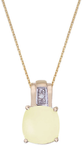 Image of 14K Yellow Gold Cushion Cut Lemon Quartz & Diamond Pendant (Chain NOT included)