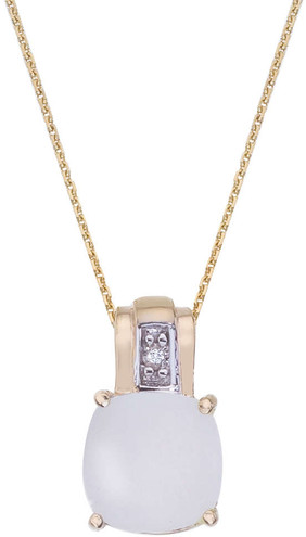 Image of 14K Yellow Gold Cushion Cut White Topaz & Diamond Pendant (Chain NOT included)