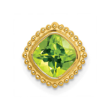 Image of 14K Yellow Gold Cushion Peridot Chain Slide Pendant