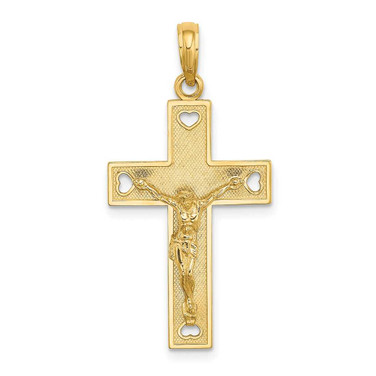 Image of 14K Yellow Gold Cut-Out Heart I Love Jesus Crucifix Pendant Image of 14K Yellow Gold Cut-Out Heart I Love Jesus Crucifix Pendant