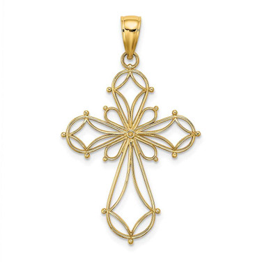 Image of 14K Yellow Gold Cut-Out Shapes Fancy Cross Pendant