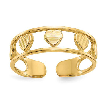 Image of 14K Yellow Gold Cutout Textured Heart Toe Ring