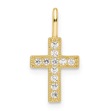 Image of 14K Yellow Gold CZ Cross Pendant YC1498