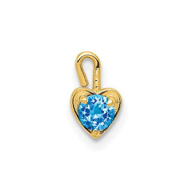 Image of 14K Yellow Gold December Simulated Birthstone Heart Charm