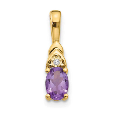 Image of 14K Yellow Gold Diamond & Amethyst Pendant XBS265