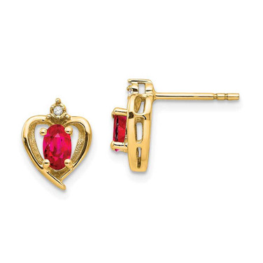 Image of 17mm 14K Yellow Gold Diamond & Ruby Stud Earrings XBS491