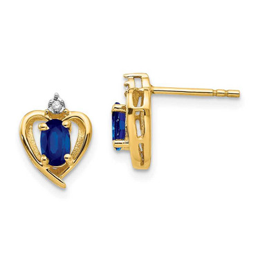 Image of 17mm 14K Yellow Gold Diamond & Sapphire Stud Earrings XBS503