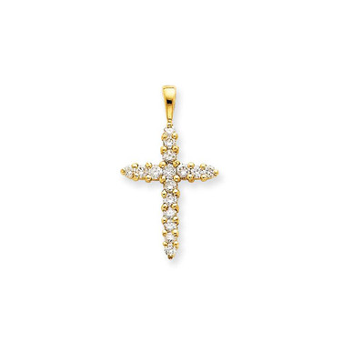 Image of 14k Yellow Gold Diamond Cross Pendant XP3416AA
