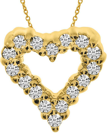 Image of 14K Yellow Gold Diamond Heart Pendant (Chain NOT included) (CM-P923)