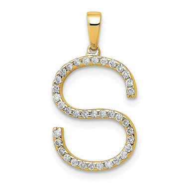 Image of 14k Yellow Gold Diamond Initial S Pendant