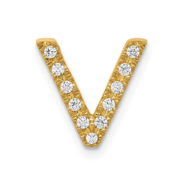Image of 14K Yellow Gold Diamond Initial V Pendant