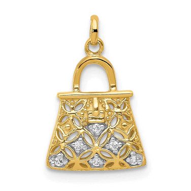 Image of 14K Yellow Gold Diamond Purse Charm