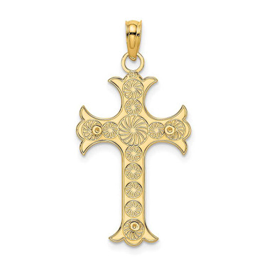 Image of 14K Yellow Gold Double Sided Engraved Cross Pendant