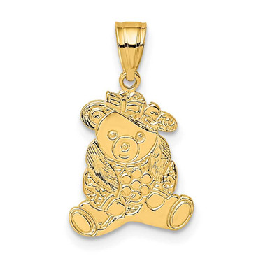 Image of 14K Yellow Gold Dressed Up Teddy Bear Pendant