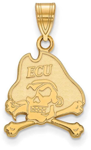 Image of 14K Yellow Gold East Carolina University Medium Pendant by LogoArt (4Y003ECU)