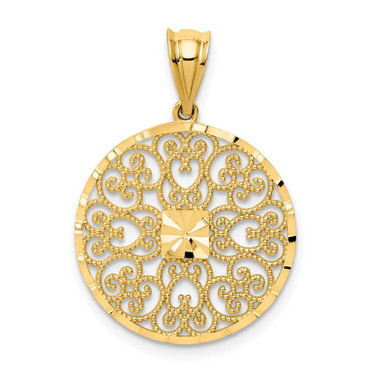 Image of 14K Yellow Gold Fancy Filigree & Shiny-Cut Pendant