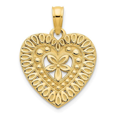 Image of 14K Yellow Gold Fancy Heart Pendant D5004