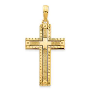 Image of 14K Yellow Gold Fancy Sandblasted Cross Pendant D5140
