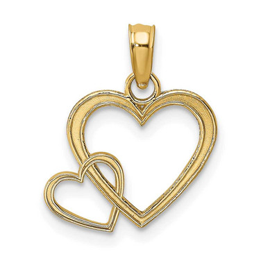 Image of 14K Yellow Gold Flat Two Hearts Intertwined Pendant