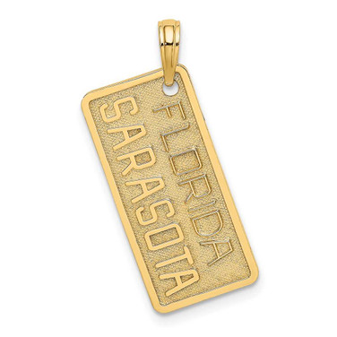 Image of 14K Yellow Gold Florida Sarasota License Plate Pendant