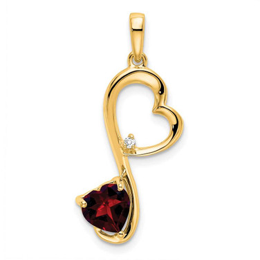 Image of 14k Yellow Gold Garnet and Diamond Heart Pendant PM7007-GA-001-YA