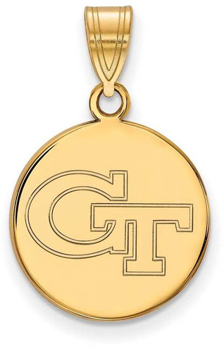 Image of 14K Yellow Gold Georgia Institute of Technology Medium Disc Pendant by LogoArt