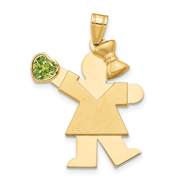 Image of 14K Yellow Gold Girl with CZ August Simulated Birthstone Pendant