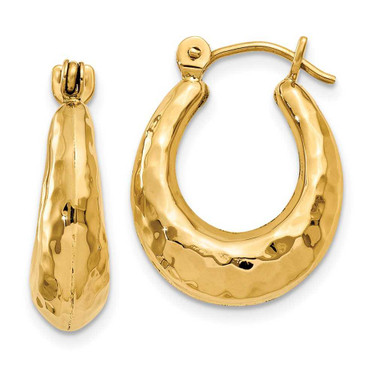 Image of 9mm 14K Yellow Gold Hammered Fancy Hollow Hoop Earrings S1436