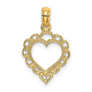 Image of 14K Yellow Gold Heart w/ Lace Trim Pendant K7097