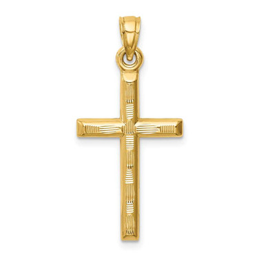 Image of 14K Yellow Gold Hollow Shiny-Cut Cross Pendant K6402