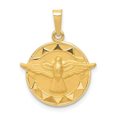 Image of 14K Yellow Gold Holy Spirit Medal Round Pendant