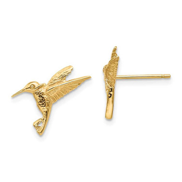 Image of 13mm 14K Yellow Gold Hummingbird Stud Post Earrings TC743